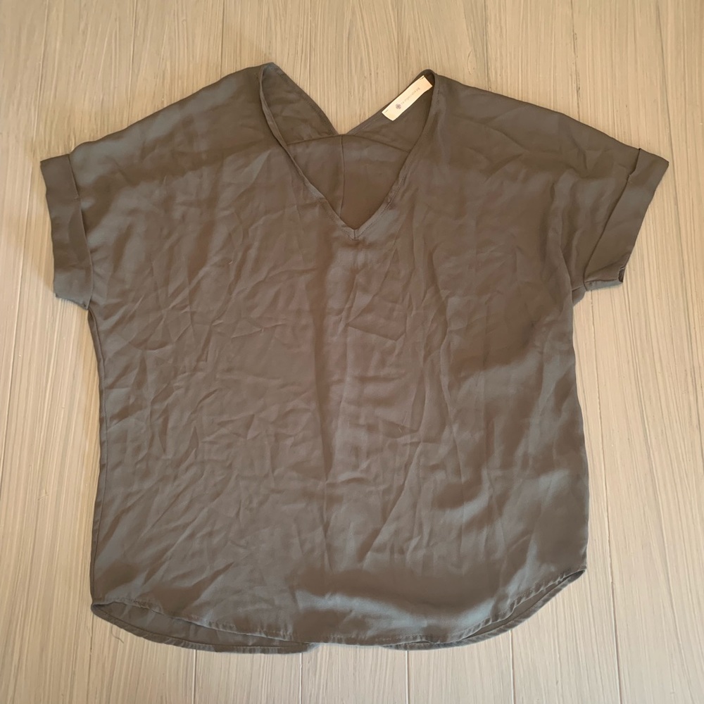 Gray V Neck Blouse